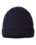 Waffle Cuffed Beanie - 146R With Embroidery Logo