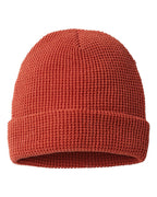 Waffle Cuffed Beanie - 146R With Embroidery Logo